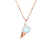 Collane d'argento sterlina, 925 sterline d'argento, with Moonstone, Gelato, placcato, gioielli di moda & per la donna, nessuno, 24.20x9.60mm, Lunghezza Appross. 17.7 pollice, Venduto da PC