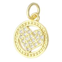 Cubique Pendentif en laiton zircon pavent, Plaqué d'or, pavé de micro zircon & creux, Or, 11x13x2mm, Trou:Environ 3mm, Vendu par PC