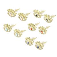 Evil Eye Earrings Brass real gold plated micro pave cubic zirconia & for woman & enamel Sold By Pair