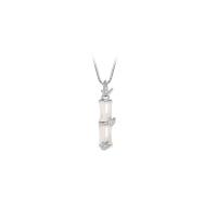 Zircon cubique Micro Pave collier en argent Sterling, argent sterling 925, avec Oeil de chat, avec 1.96 inch chaînes de rallonge, bambou, Placage de couleur platine, pavé de micro zircon & pour femme, Longueur Environ 15.75 pouce, Vendu par PC