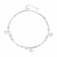 Fashion Sterling Sølv Anklet, 925 Sterling Sølv, med 1.57 inch extender kæde, platin farve forgyldt, for kvinde & multi-streng, Længde Ca. 7.48 inch, Solgt af PC