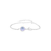 Argento Bracciali, 925 argento sterlina, with vetro lavorato, with 1.18 inch extender chain, placcato color platino, per la donna, Lunghezza Appross. 6.3 pollice, Venduto da PC