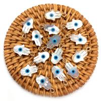 Evil Eye Pendler, Hvid Lip Shell, Hand, mode smykker & du kan DIY & forskellige stilarter for valg, hvid, 10x17mm, Solgt af PC