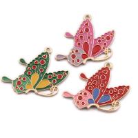 Zinc Alloy Enamel Pendants Butterfly gold color plated fashion jewelry nickel lead & cadmium free Approx Sold By Bag