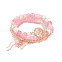 Bracelets de cristal, avec Seedbead & perle de plastique & alliage de zinc, Placage de couleur d'or, multicouche & styles différents pour le choix & pour femme & émail & avec strass, Vendu par PC