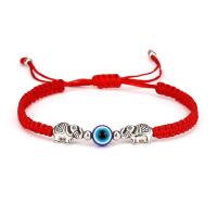 Bracelet Evil Eye bijoux, cordon de polyester, avec résine & alliage de zinc, Placage de couleur argentée, réglable & styles différents pour le choix & pour femme, Trou:Environ 17x5.5mm, Longueur 16-28 cm, Vendu par PC