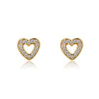 Cubic Zirconia micro pavimenta Sterling Silver Earring, 925 sterline d'argento, Cuore, placcato, Micro spianare cubic zirconia & per la donna & cavo, nessuno, 7.70mm, Venduto da coppia