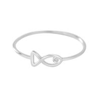 Sterling Silver Jewelry Finger Ring, 925 sterline d'argento, Pesce, placcato platino, formato differente per scelta & per la donna, colore originale, Venduto da PC