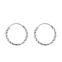 925 Sterling Silver Hoop Örhängen, platinerade, olika storlek för val & för kvinna, ursprungliga färgen, Säljs av Par