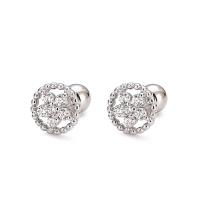 Cubic Zirconia Micro άνοιγαν Sterling Silver Σκουλαρίκι, 925 ασημένιο ασήμι, χρώμα επάργυρα, μικρο ανοίξει κυβικά ζιρκονία & για τη γυναίκα, ασήμι, 6x6mm, Sold Με PC