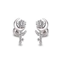 Ciúbach Zirconia Micrimhilseogra réiteach Sterling Silver Earring, 925 Sterling Silver, dath airgid plated, micrea réiteach zirconia ciúbach & do bhean, airgid, 10x5mm, Díolta De réir PC