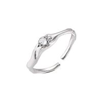 Cubic Zirconia Micro effenen Sterling Zilver Ringen, 925 sterling zilver, silver plated, Verstelbare & micro pave zirconia & voor vrouw, zilver, Verkocht door PC