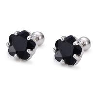 Sterling zilveren oorringen met micro-paved kubieke zirconia's, 925 sterling zilver, silver plated, micro pave zirconia & voor vrouw, meer kleuren voor de keuze, 6.30x6.30mm, Verkocht door PC