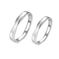 Couple Finger Rings 925 Sterling Silver platinum color plated Adjustable & open Sold By PC