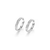 Couple Finger Rings 925 Sterling Silver platinum color plated Adjustable & open & with rhinestone Sold By PC