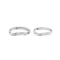 Couple Finger Rings 925 Sterling Silver platinum color plated Adjustable & open & with rhinestone Sold By PC