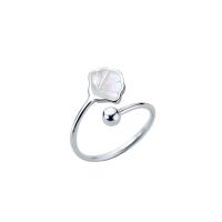 Sterling zilver ringen, 925 Sterling Zilver, met White Shell, platinum plated, Verstelbare & open, Verkocht door PC