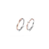 Anillos para Parejas, plata de ley 925, chapado, Ajustable & abrir & diferentes estilos para la opción & con diamantes de imitación, dos diferentes colores, Vendido por UD