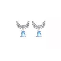 Cubic Zirconia micro pavimenta Sterling Silver Earring, 925 argento sterlina, with Moonstone & cubico zircone, placcato color platino, materiali diversi per la scelta & Micro spianare cubic zirconia & per la donna, 20mm, Venduto da coppia