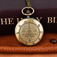 Pocket Watch Zinc Alloy with Plastic Chinese watch movement waterproofless & Unisex antique brass color plated Approx 16.92 Inch Sold By Lot