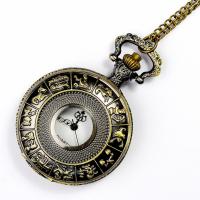 Pocket Watch Zinc Alloy with Plastic Chinese watch movement waterproofless & Unisex antique brass color plated Approx 16.92 Inch Sold By Lot