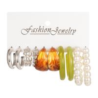 Zinc Alloy Oorbel Set, met Plastic Pearl & Acryl, 5 stuks & mode sieraden & voor vrouw, meer kleuren voor de keuze, nikkel, lood en cadmium vrij, Verkocht door Stel