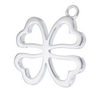 Roestvrij stalen sieraden Hangers, 316 Roestvrij staal, Four Leaf Clover, DIY & hol, oorspronkelijke kleur, 26*27.5mm, Gat:Ca 2.5mm, Verkocht door PC