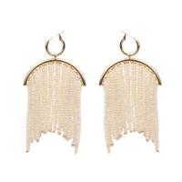 Fashion Fringe Boucles d'oreilles, alliage de zinc, avec Des billes de verre, Placage, bijoux de mode & pour femme, 100x40mm, Vendu par paire