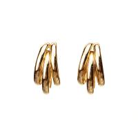 Boucles d'oreilles fer, Placage, bijoux de mode & unisexe, Or, 27x13x28mm, Vendu par paire