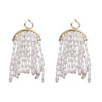 Fashion Fringe Oorbellen, Zinc Alloy, met Shell Pearl, plated, mode sieraden & voor vrouw, 100x40mm, Verkocht door pair