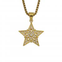 Pendants Jewelry Cruach dhosmálta, 316 Cruach dhosmálta, Star, unisex & le rhinestone, órga, 33x45mm, Díolta De réir PC