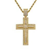 Nerezová ocel Cross Přívěsky, Nerezová ocel 316, Kříž, unisex & s drahokamu, zlatý, 47x89mm, Prodáno By PC