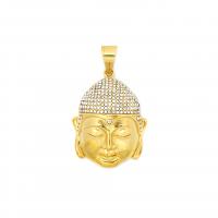 Rustfrit stål smykker Vedhæng, 316 Stainless Steel, Buddha, Unisex & med rhinestone, flere farver til valg, 37x44mm, Solgt af PC