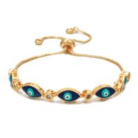 Mal pulsera ojo, metal, chapado en color dorado, Diferente forma para la elección & Joyería & patrón de malvado de ojo & ajustable & micro arcilla de zirconia cúbica & para mujer & esmalte, dorado, libre de níquel, plomo & cadmio, longitud 8-26 cm, Vendido por UD