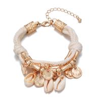 Shell Jewelry Bracelet Zinc Alloy with Cotton Thread & Shell with 5cm extender chain gold color plated fashion jewelry & adjustable & for woman golden nickel lead & cadmium free Length 20 cm Sold By PC