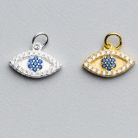 Evil Eye Hangers, 925 sterling zilver, oog, plated, micro pave zirconia, meer kleuren voor de keuze, 11x8mm, Verkocht door PC