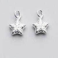 925 Sterling Silver hänge, Star, silver pläterad, ihålig, silver, 14x12mm, Säljs av PC