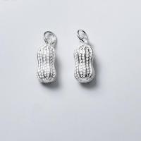 925 Sterling Sølv Pendel, Peanut, sølvfarvet forgyldt, sølv, 19x8mm, Solgt af PC