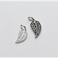 925 Sterling Silver Siogairlín, Leaf, plátáilte, méid éagsúla do rogha & log, dathanna níos mó le haghaidh rogha, 14x7mm, Díolta De réir PC