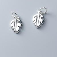 925 Sterling Silver hänge, Leaf, silver pläterad, ihålig, silver, 13x9mm, Säljs av PC