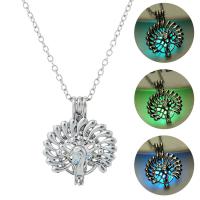 luminated Ketting, Zinc Alloy, met Nacht-licht + steen, Pauw, platinum plated, voor vrouw & hol, meer kleuren voor de keuze, Lengte Ca 17.7 inch, Verkocht door PC