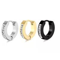 Huggie Orecchino ad anello, 316L acciaio inox, Ciambella, unisex & con strass, nessuno, 3x9mm, 10PC/lotto, Venduto da lotto