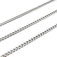 Ruostumaton teräs Curb Chain, 304 Stainless Steel, tee-se-itse & erikokoisia valinnalle, alkuperäinen väri, 5m/erä, Myymät erä