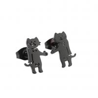 Stainless Steel Stud Earrings 304 Stainless Steel Cat Vacuum Ion Plating fashion jewelry & for woman Sold By Pair