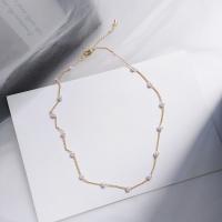 Kunststof parel ketting, Zinc Alloy, met ABS kunststof parel, met 6cm extender keten, plated, mode sieraden & voor vrouw, meer kleuren voor de keuze, 18x25mm, Per verkocht 35 cm Strand