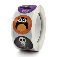 Adesivo+Adesivo Papel Etiqueta, Roda, Design de Halloween, cores misturadas, 25mm, Aprox 500PCs/Spool, vendido por Spool