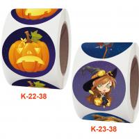 Adesivo+Adesivo Papel Etiqueta, Roda, Design de Halloween, Mais cores pare escolha, 38mm, Aprox 500PCs/Spool, vendido por Spool