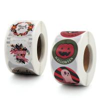 Adesivo+Adesivo Papel Etiqueta, Roda, Design de Halloween, Mais cores pare escolha, 25mm, Aprox 500PCs/Spool, vendido por Spool