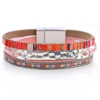 PU Leather Cord Bracelets with Zinc Alloy multilayer & Bohemian style & for woman 12mm 48mm Length Approx 7.67 Inch Sold By PC