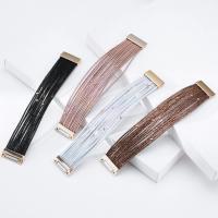 PU Leather Cord Bracelets with Zinc Alloy multilayer & for woman 30mm Length Approx 7.87 Inch Sold By PC